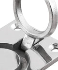 Close-up of Flush Ring Pull Handles Set Of 2 In Stainless Steel 304 For Boat Hatch Latch And Cabinet, showing mounting details.