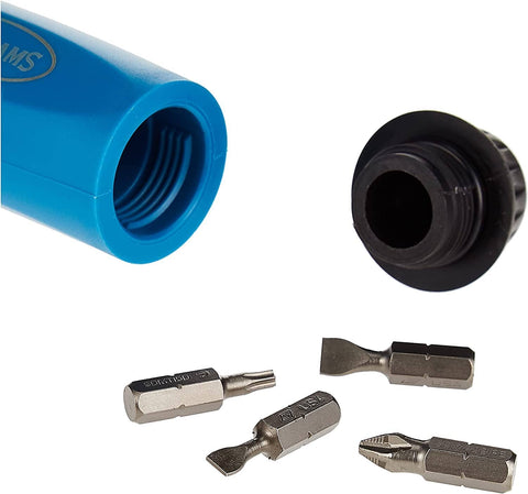 Magnetic Multi Bit Ratcheting Screwdriver 9 Inch With 5 Bits Slotted 2 Phillips 1 Phillips 2 And Torx T15 showing bits