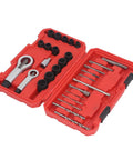 Heavy Duty 28 Piece Screw Extractor Set Rust Resistant Broken Bolt Removal Kit For Drill And Ratchet Fast Stripped Screw Fix Repair Tools, red case open