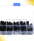 Nylon Standoff Screws And Nuts Kit DIY Friendly 300 Piece Black Hex Spacer Set For Electronics High Temperature Resistant Corrosion Resistant Non Conductive Insulation Includes Hex Nuts And Spacers in organizer case