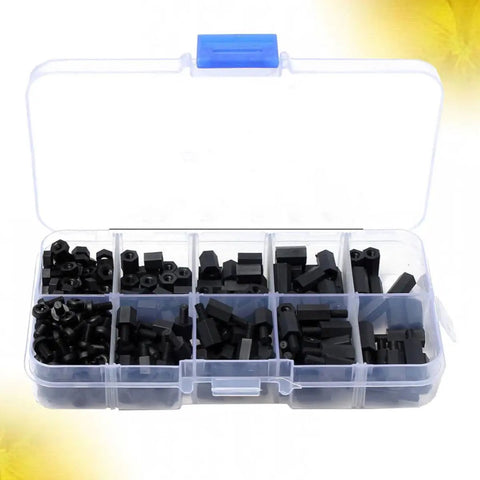 Nylon Standoff Screws And Nuts Kit DIY Friendly 300 Piece Black Hex Spacer Set For Electronics High Temperature Resistant Corrosion Resistant Non Conductive Insulation Includes Hex Nuts And Spacers in organizer case