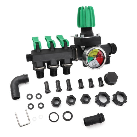Three Way Sprayer Control Valve For Farm Use, Heavy Duty Brass Water Splitter With Half Inch NPT Inlet Outlet And Ergonomic Lever