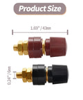 Solid 1/4 Inch Copper Battery Terminal Studs In Red And Black, Heavy Duty Cable Connectors dimensions 1.69 inches and 0.24 inches.
