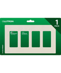 Claro 4 Gang Light Switch Cover Plate With Rocker Switches Screwless Wall Plate For Outlets Gloss Light Almond Finish CW 4 LA packaging