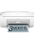 Front view of DeskJet 2827e Wireless All In One Color Printer with 3 Month Instant Ink Trial sheet showing in output tray.
