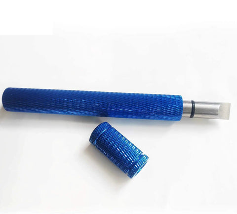 Golf Groove Sharpener Pro Grade For Wedges And Irons Portable Club Groove Cleaner And Grinder shown in blue metal finish