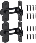 Two Pack Stainless Steel 90 Degree Barn Door Lock Bifold Flip Latch For Barn, Bathroom, Outdoor And Garage In Black Finish with screws