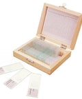 25 Prepared Microscope Slides Set With Wooden Case For Entomology Botany And Mammalogy Specimens Ready To Learn And Explore With Stereo Glass Slides For Basic Biological Science Education And Home Classroom Use, wooden case open