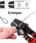Wire Rope Crimping Tool Up To 2.2mm Swager Crimper With Cutting Function demonstrated in use with wire cable.