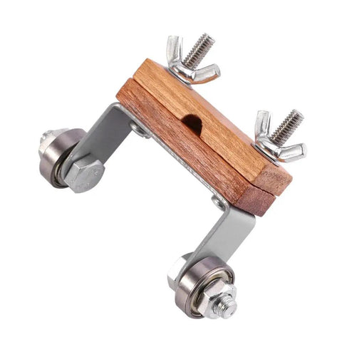 Heavy Duty Chisel Sharpening Guide Rock Solid Honing Jig with wood and metal components for woodworking tool adjustment.