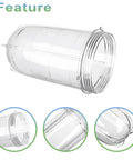 Clear 16oz cup of Cross Blade Replacement Kit With 16oz Cup For 250W Magic Bullet Blenders MB1001 Series Grab And Go Easy Fit