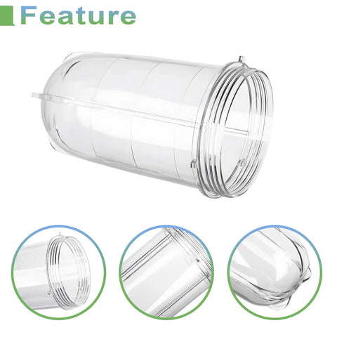 Clear 16oz cup of Cross Blade Replacement Kit With 16oz Cup For 250W Magic Bullet Blenders MB1001 Series Grab And Go Easy Fit