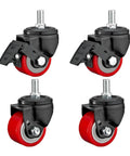Heavy Duty Swivel Caster Wheels With Brakes For Furniture, Workbench, Cart And Garage, M Threaded Stem, Quiet PU Wheels, 500 Lb Capacity