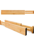 Premium Expandable Bamboo Drawer Dividers Six Pack Keep Your Drawers Snazzy And Completely Hassle Free For Kitchen Utensils Bedroom Closets And Office Desks Across 16 To 22 Inch Interior Widths shown from multiple angles.