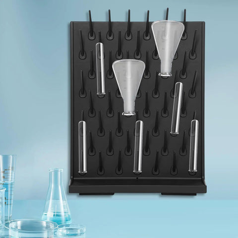 Heavy Duty Lab Drying Rack With 52 Removable Pegs Polypropylene Glassware Bottle Drainer for test tubes and flasks