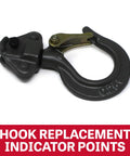 Jet lever hoist hook assembly, black metal with gold latch for 1/4-ton mini-puller