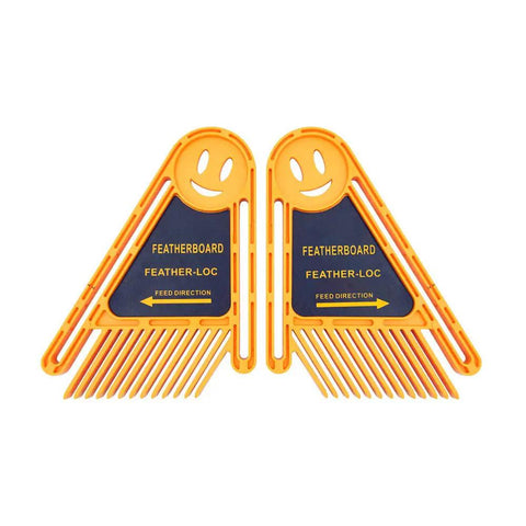 Dual Pack Featherboard Safety Push Block With Table Fence For Woodworking T Slots Miter Slots Table Saw Router Table Band Saw, orange polymer boards.