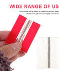 Close-up of 5 Pack Self Adhesive Piano Hinges for Clear Acrylic Flush Mount Cabinet Doors and Glass Projects, in hand view