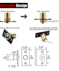 Diagram and specifications for Stainless Steel Closet Door Ball Catch Hardware 2 Pack Adjustable with Strike Plate Black Finish