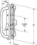 White Diecast Keyed Sliding Patio Door Handle Set With 10 Inch Pull Reversible For Left Or Right Sliding Doors Dimensions