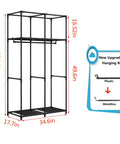 Portable Wardrobe Closet Organizer With Metal Frame And Nonwoven Fabric 34.6 Inch Long By 17.7 Inch Wide By 66.1 Inch Tall Four Shelves And Two Hanging Rods Coffee Color Built To Last No Fuss Setup For Dorm Rooms And Apartment Pads dimensions and features overview