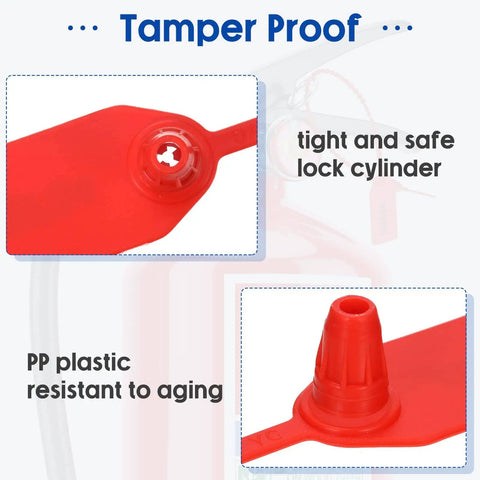 2000 Pack Plastic Tamper Seals Security Tags With Numbered Zip Ties For Fire Extinguishers Self Locking Disposable Safety Tags Tamper Evident 250mm Red Pro Grade showing lock cylinder detail