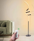 Tall LED Floor Lamp With Remote And Foot Switch, 58 Inch Standing Light Delivers Room Filling Glow, modern spiral design