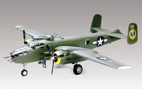 Brown B25J Mitchell One To Forty Eight Scale Warbird Model Kit With 147 Parts, Skill Level Four in assembled form.