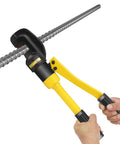 Person using 8 Ton Hydraulic Rebar Cutter With Case Portable Steel Bar Cutter For Construction Cuts Rebar From 4mm To 16mm