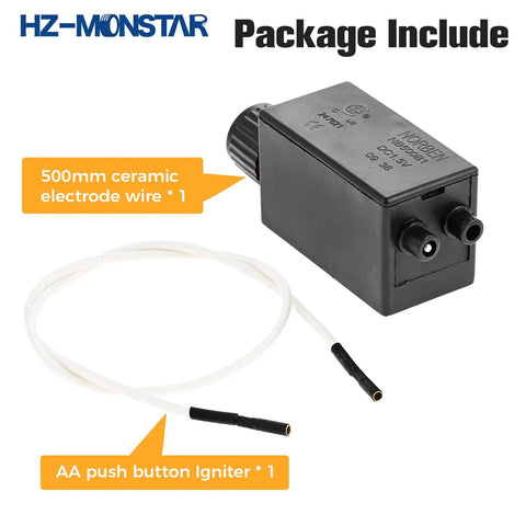 Push Button Ignition Kit With 20 Inch Wire For Gas Fire Pits Grills And Patio Heaters showing igniter and electrode wire
