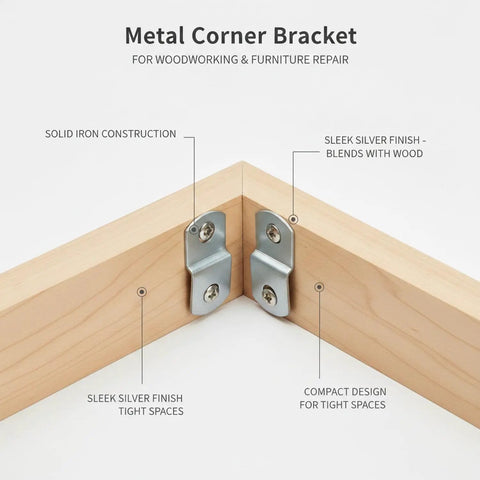 Compact Right Angle Corner Bracket For Woodworking Metal Frame Brace Plate For Furniture Repair And Frame Reinforcement 90 Degree Joint Support