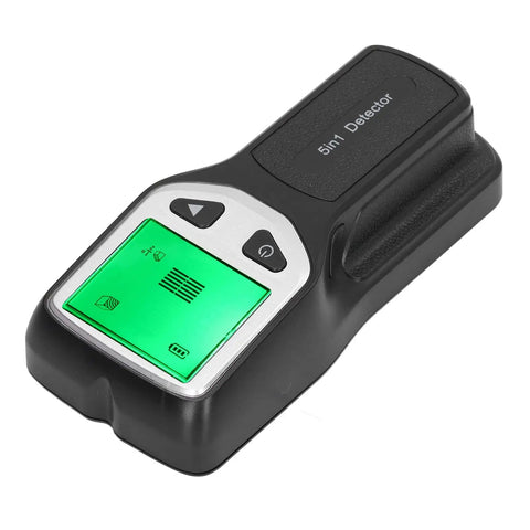 ALIESTFDNO Stud Finder Wall Scanner 5 in 1 Detector with LCD Display for, showing green display and buttons.