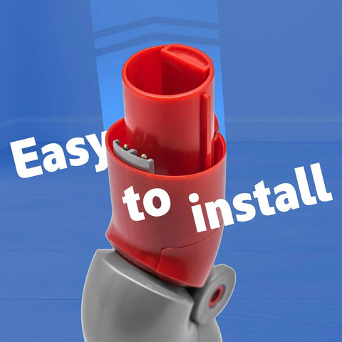 Low Reach Adapter For Dyson V15 V11 V10 V8 V7 Cordless Vacuum Cleaner With Bonus Trigger Lock, red adapter shown close up