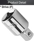 Heavy Duty Half Inch Drive Female To Three Eighth Male Impact Socket Adapter Built Like A Tank With Heat Treated Chrome Vanadium Steel close-up view.