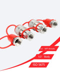 Two Pack 1/2 Inch NPT Ag Hydraulic Quick Connect Couplers With Dust Caps ISO5675 Ball Pioneer Heavy Duty Quick Connect Set