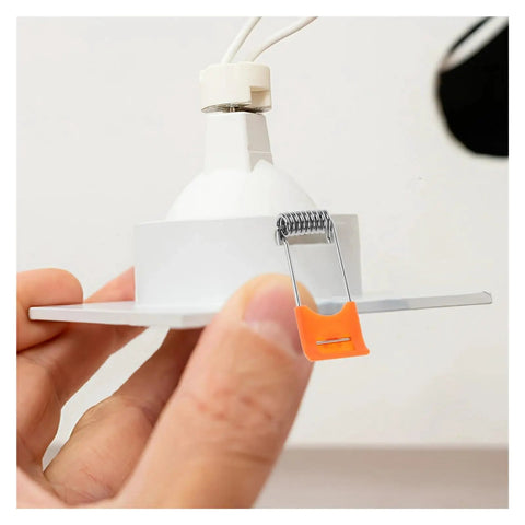 200 Pcs Orange Recessed Lighting Spring Clips for panel downlights installation close-up view