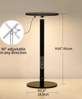 Full Spectrum Grow Light For Indoor Plants, 20W Aluminum Desktop Lamp With adjustable angle and dimensions displayed