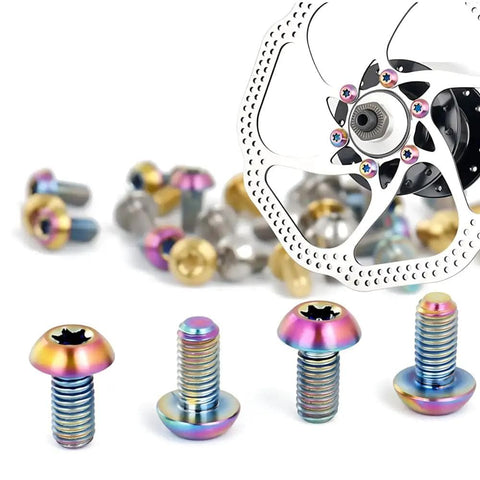 Colorful Titanium M5x10 Bike Bolts Set For MTB Disc Brakes 12 Pack Grade 5 6Al 4V Lightweight Rotor Screws Torx T25