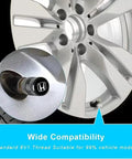 Honda Aluminum Alloy Tire Valve Stem Caps 4 Piece Set Black for Accord Civic CR-V Pilot EX EX-L Cars on silver wheel