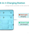 4 in 1 Remote Battery Charger Station With 4x 2800mAh NiMH Batteries showing LED status indicators for charge levels