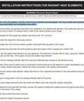 Installation instructions for radiant heat elements with safety warning and step-by-step guide.
