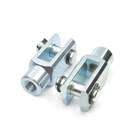 5 Pack Air Cylinder Rod Clevis End Y Connector 40mm Length M8x1.25 Female Thread Iron Build, Heavy Duty, Easy Install, Fits Pneumatic Cylinders, Durable Clevis Joints For Quick Setup, shown in two metal pieces