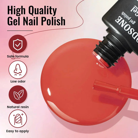 Dope Gel Nail Polish Kit With UV Light featuring high-quality red gel polish, bottle, and application brush on pink background
