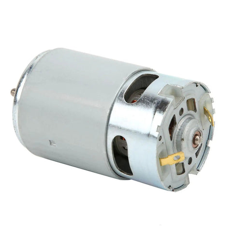 Real RS550 Electric Motor 22000 RPM High Spin Brushed DC Motor For Cordless Drills And Power Tool Mods Killer Torque Pro Grade Backyard Builder Essential, showing end view.