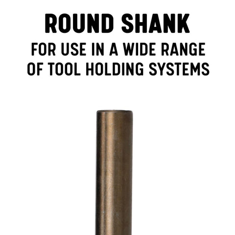 Round shank of the 29 Piece M42 Cobalt Screw Machine Drill Bit Set Stub Tip 1/16 To 1/2 Inch Range With 64ths for hard metals.