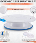 All In One Cake Decorating Starter Kit With Non Slip Turntable Leveler And 82 Piece Baking Gear Including Piping Tips Icing Bags