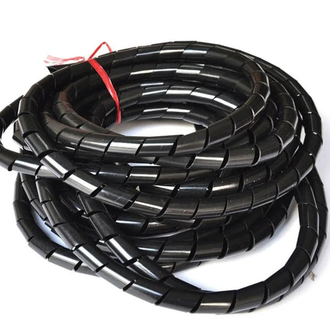 Premium Black Spiral Cable Wrap Organizer for 4mm to 20mm cables, tangle-free spiral sleeve coiled for wire management