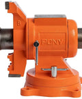 Heavy Duty 5 Inch Multi Purpose Swivel Base Bench Vise With 3 Jaw Styles Rotates 360 Degrees, orange design side view