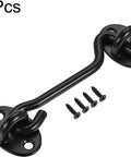 WUUWCHODC Hook and Eye Latch Gate Cabin Door Catch Window Swivel 201 Screws with black finish and mounting screws included.