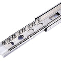 Full Extension Drawer Slides 10 To 22 Inches Stainless Steel Three Section Drawer Slide System For Cabinets And Furniture Hardware No Tools Needed Installation And Detachable Quick Release Latches close-up view